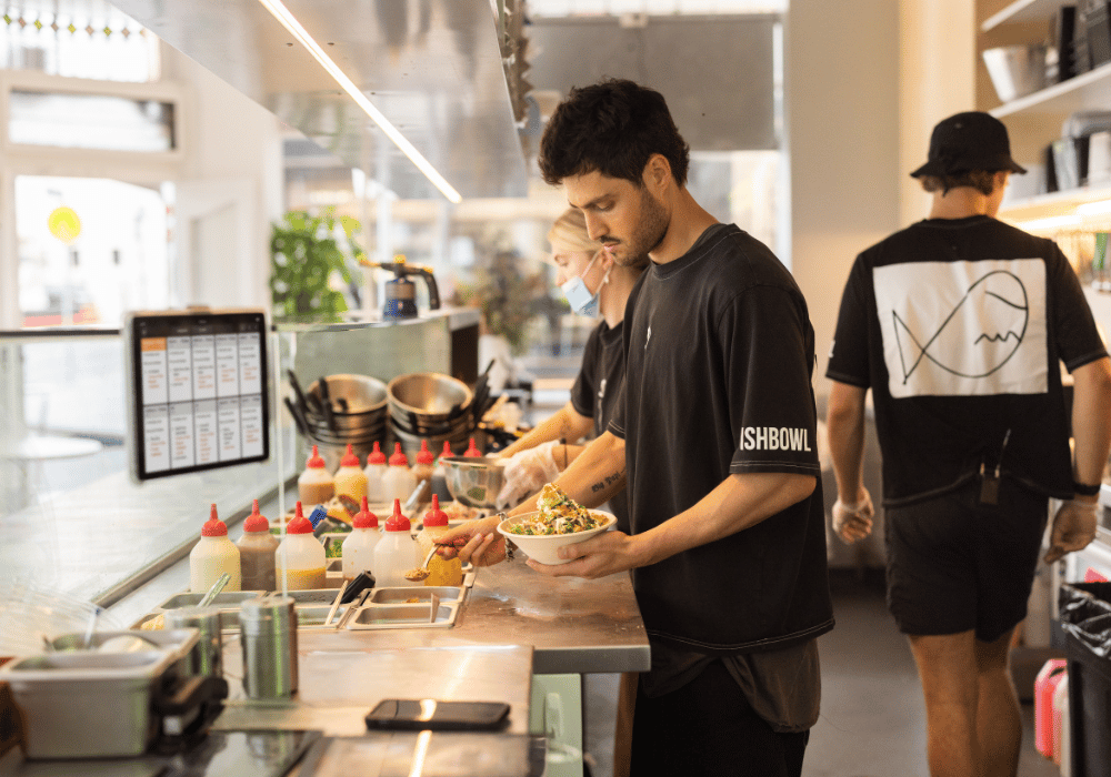 man working in kitchen